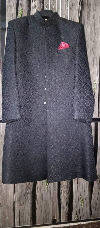 Black printed Sherwani