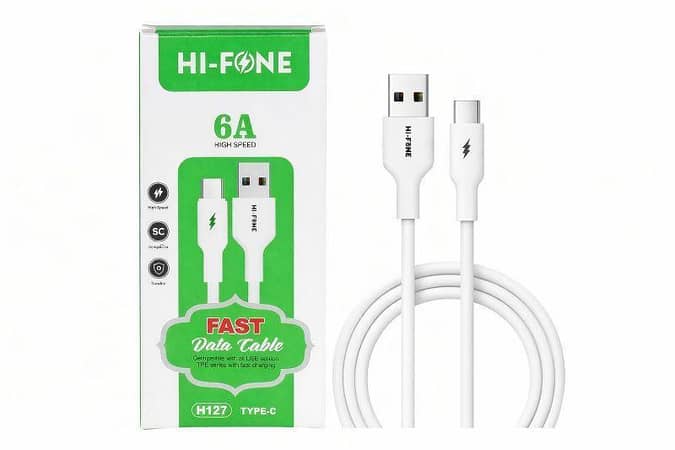 HI-FONE 6A Fast Charging Type-C Data Cable | High Speed | Durable Quality