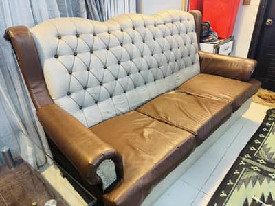Sofa leather 5 seater with table