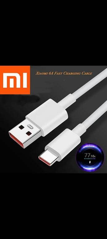 Original Xiaomi 6A USB A to Type-C Fast Charging Cable 1m White | 33W 67W 120W Turbo Charge Data Sync Cord