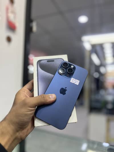 Brand New iphone 15 pro Max Blue Titanium With box sealed pies