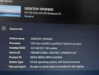 HP 250 G9 15.6 inch Notebook PC