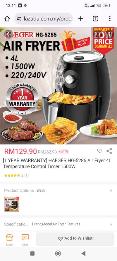 Air fryer 4.1 ltr