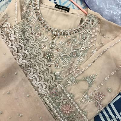 Tea pink 3piece party wear suit