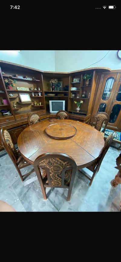 Dining table with six chairs