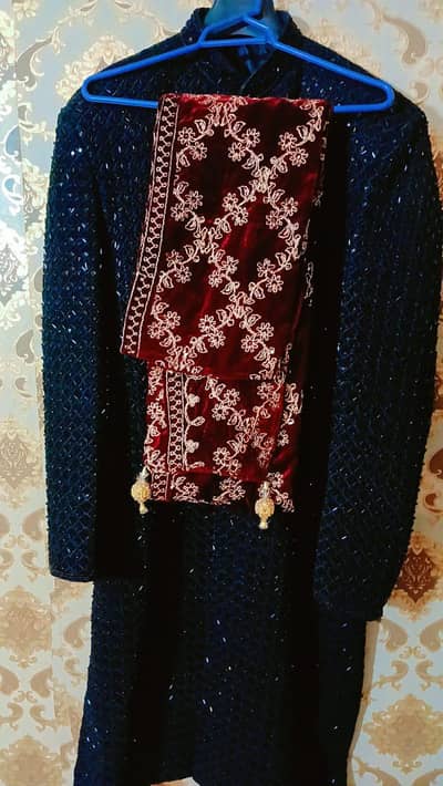 velvet sherwani  with beautiful qula and shawl in cheap price