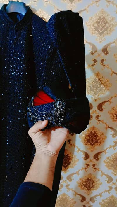 velvet sherwani  with beautiful qula and shawl in cheap price
