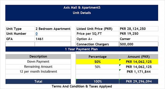 READY TO MOVE APARTMENT AVAILABLE ON 1 YEAR PAYMENT PLAN