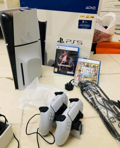 Ps5 Slim Game Disk  2 Controller with Box My whatsapp 03256735466