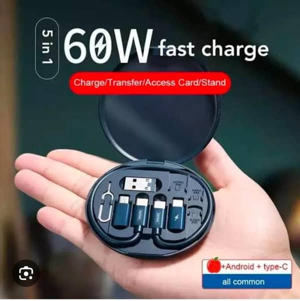 7-in-1 Multi USB Charging Adapter Kit Convertor Portable Travel Charger Cable Conversion Box with Phone Holder & SIM Card Slots (Durable Aluminum Alloy)