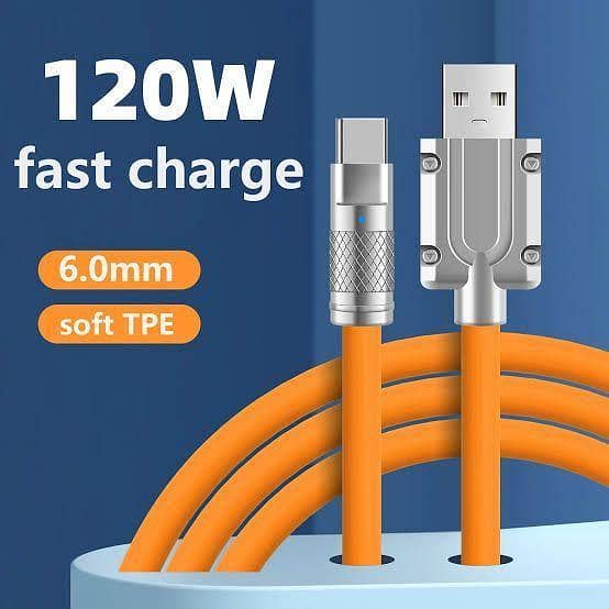 Type C 120W 6A Super Fast Charging Type-C Cable: Premium Liquid Silicone, Durable Zinc Alloy Connectors