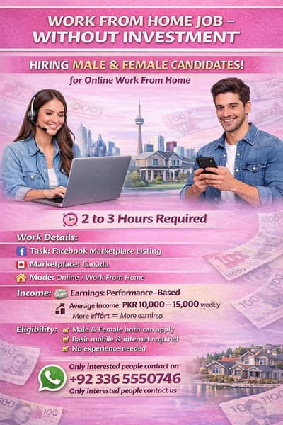 No Investment Required – Online Work From Home (Facebook Marketplace)