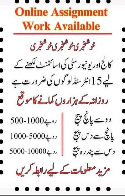 Online Assignment Work | Assignment Writing Work | Onlime Work