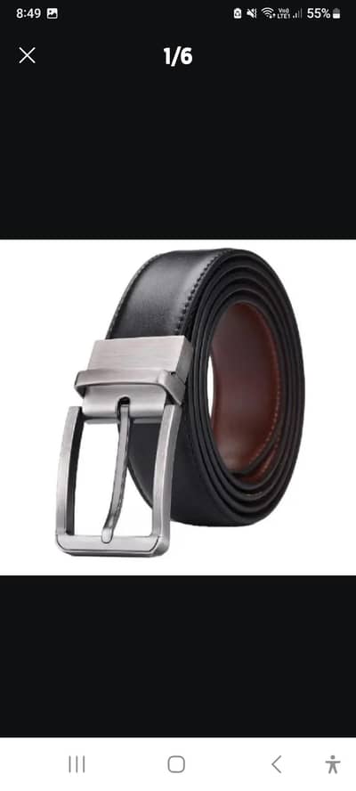 Men leather belt 2 in 1 Double Sided Black and Brown Leather belt.