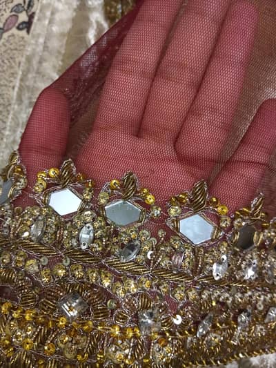 mehroon dress handmade work