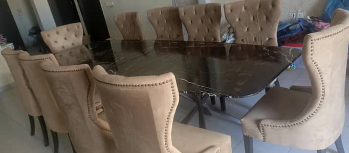 marble dining table with chairs