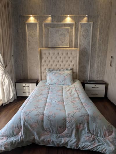 Single Bed with Padded Headboard with Mattress, Excellent Condition