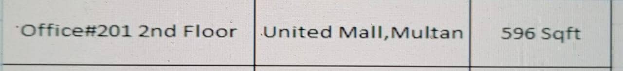 Office#201 available for Rent at United Mall Multan