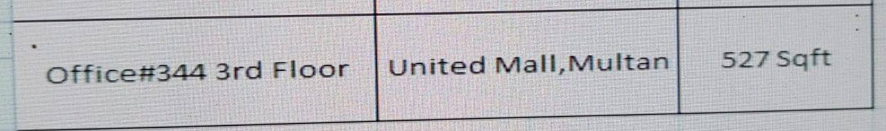 Office#344 3rd Floor available for rent at United Mall Multan.