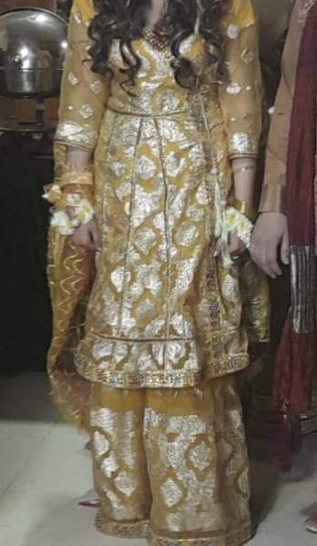 small size yellow dress forck with sharara. . . .
