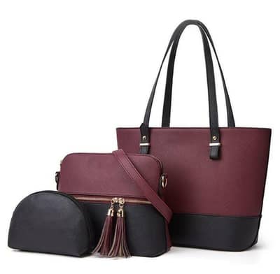 3 Pcs Ladies Handbag Set - Shoulder Bag, Crossbody & Pouch (New)