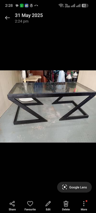 Table made of steel and glass