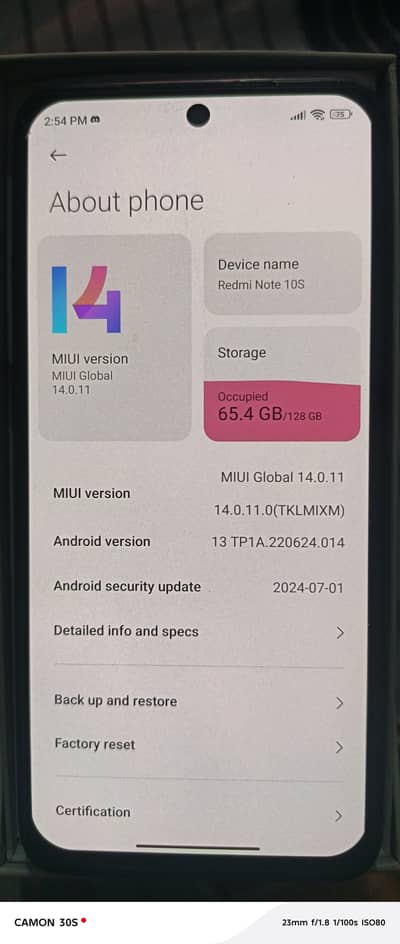 Redmi Note 10S  with box
