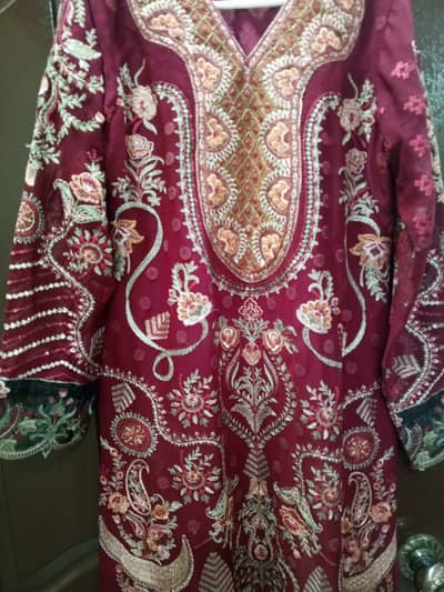 Party wear Swiss lawn embroidery suit