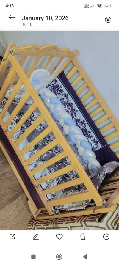 Baby cot which is easy to move at any place having bumpers for safety