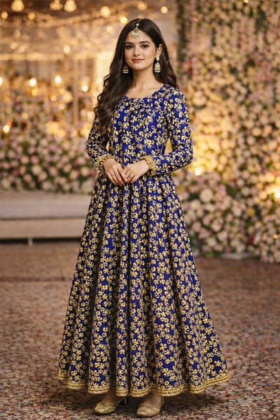Royal Blue Embroidered Frock