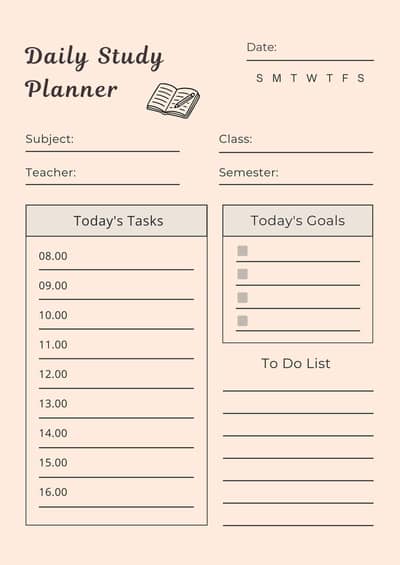 Study time table Canva editable template