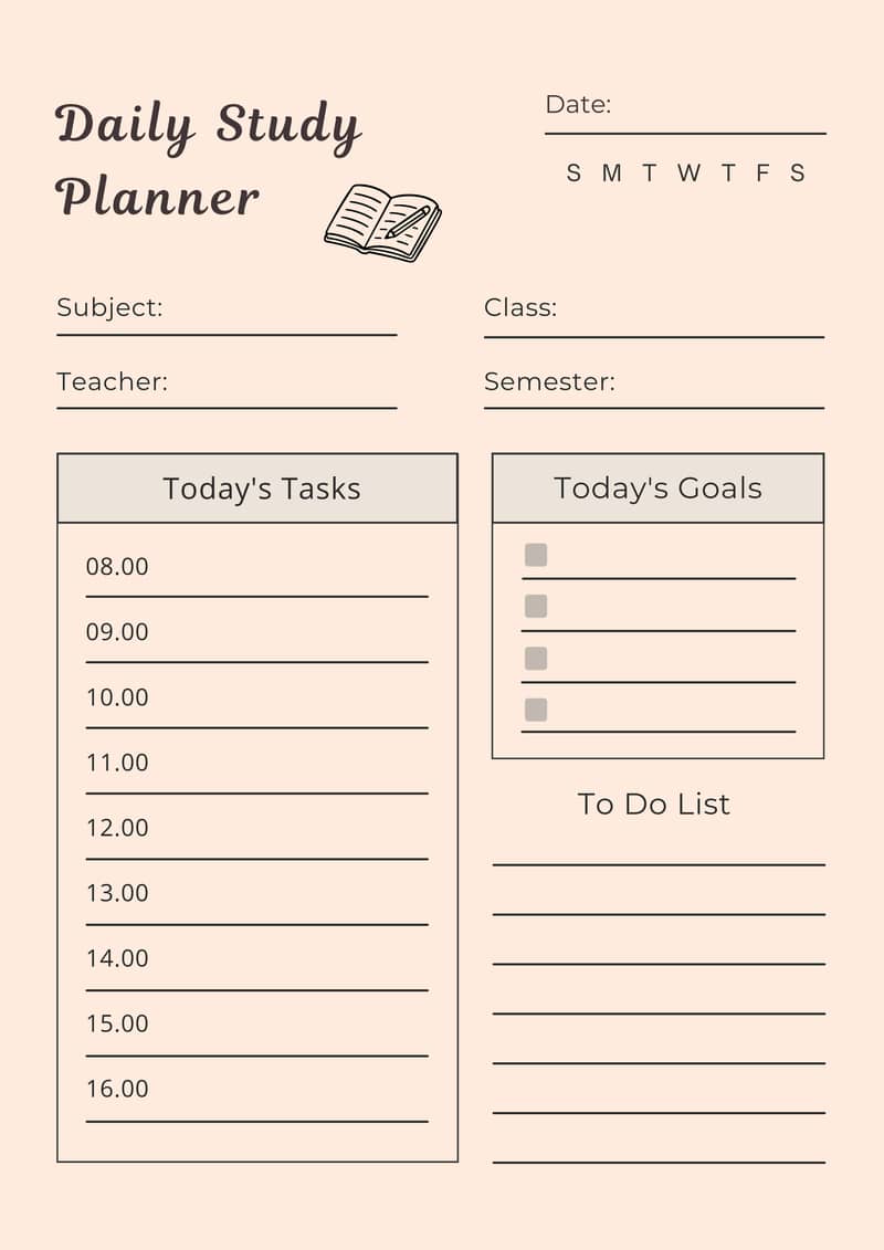 Study time table Canva editable template 0