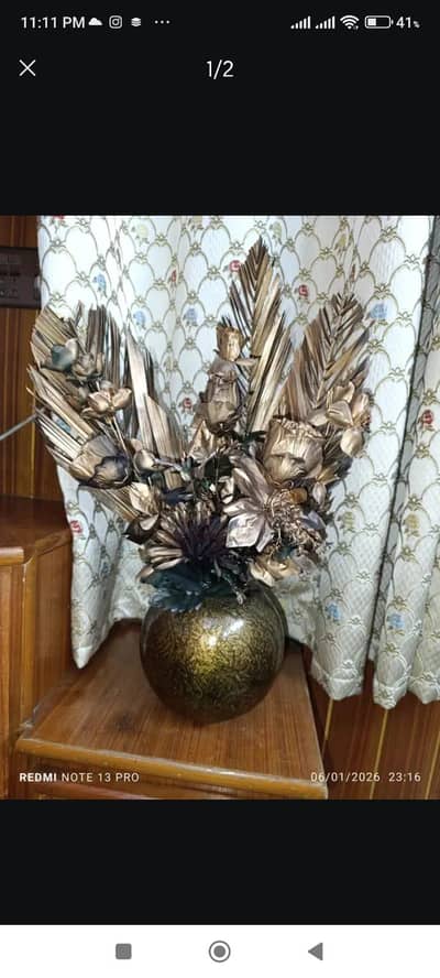golden vintage vases big size