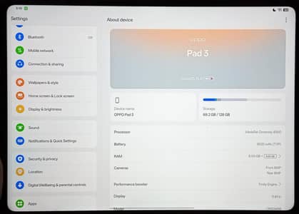 oppo pad 3  144Hz  refresh rate  8/128Gb