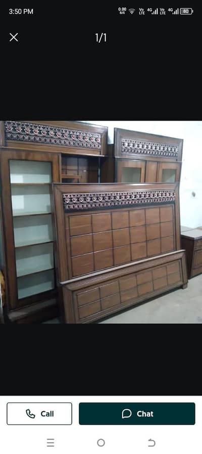 bed with sidetable, dressing, showcase