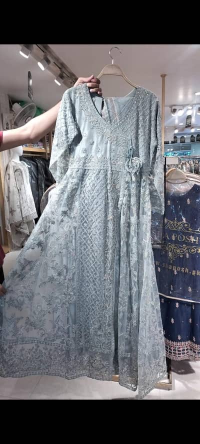 stunning light blue embroidered maxi dress