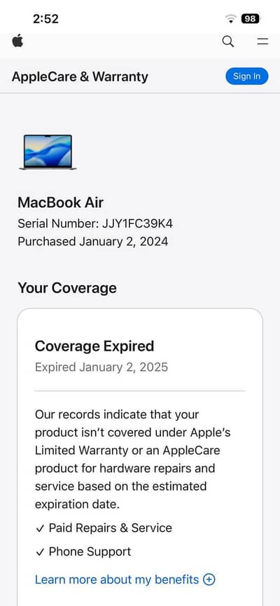 MacBook Air M2 8/256gb battery 100% cycles 93 complete box