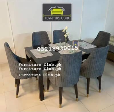 Solid Wooden Marbel top Dinner Table with Chairs