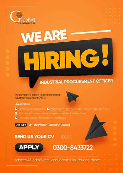 Industrial Procurement+ purchase Officer Required | Supply Chain Job