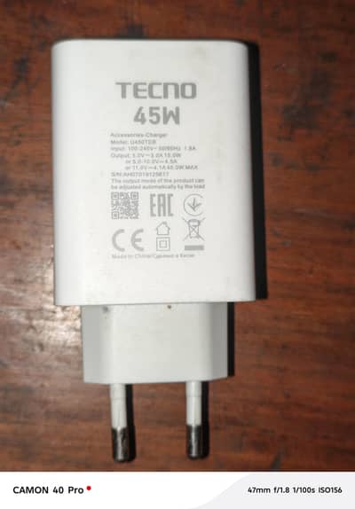 Tecno camon 40 pro geniune charger