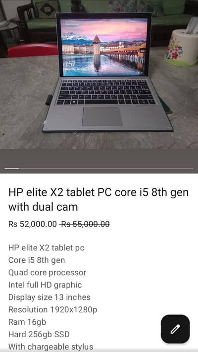 HP X2 i5 8th gen 2in1 excellent touch screen laptop