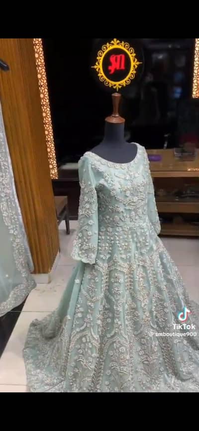 Designer Waleema Dress Pista Green