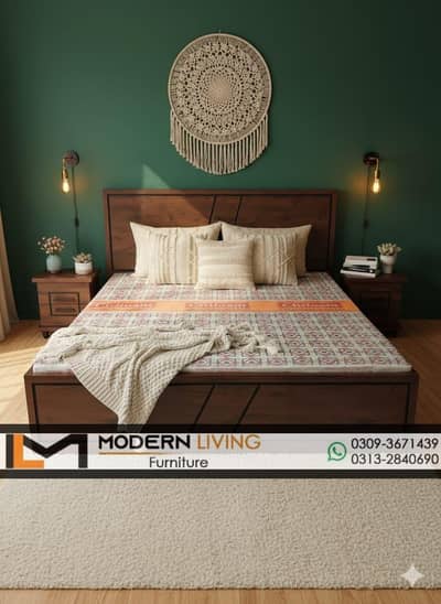 King size bed with 2 side tables best quality in your choice colours