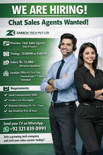 Customer Sales Rep (CSR) – Open For Male & Female -- (Earn Upto 100K)