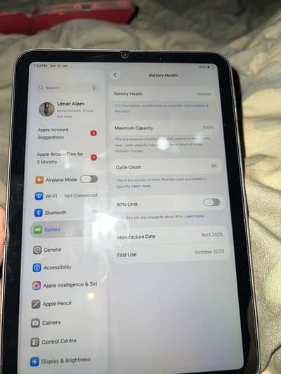 I pad mini 7 lite purple colour health 100 condition 10by10 with box