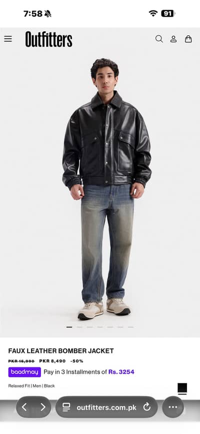 FAUX LEATHER BOMBER JACKET