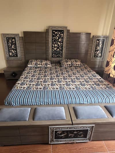 Bed set available with site tables and dressing table