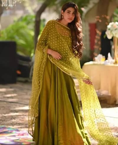 Elegant Women's Stitched Maxi Suit - 3 Pcs Green Silk Embroidered