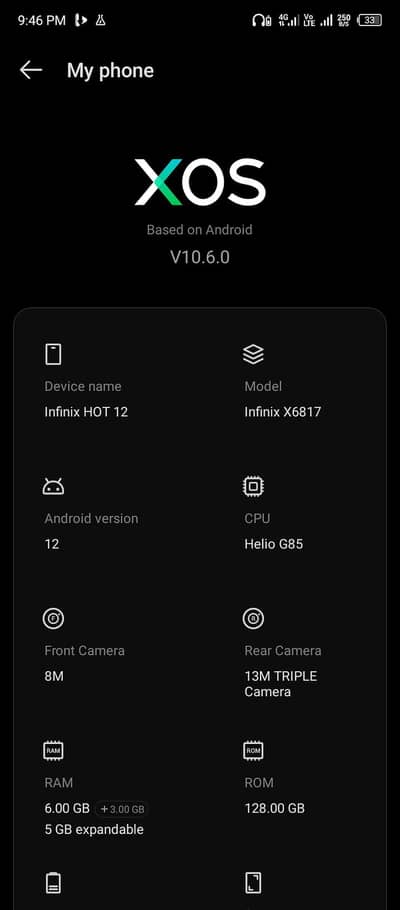 Infinix hot 12 White Colour