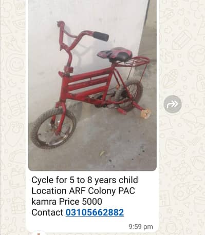 Cycle 5 to 8 years child